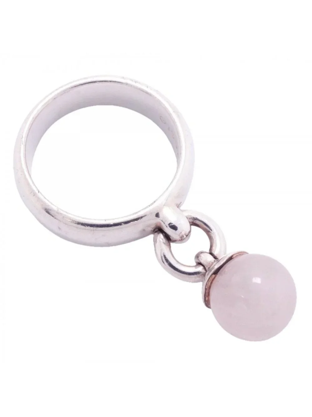 Tiffany & Co Ring Ball D'ancre 925 Sterling Silver Rose Quartz Pink 8.5 Watch